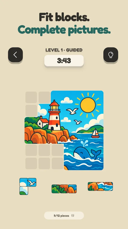 Photo Puzzle: Picture Pieces: Photo puzzle maker: turn your photos into block puzzles. Play offline. — Enlarge screenshot 2