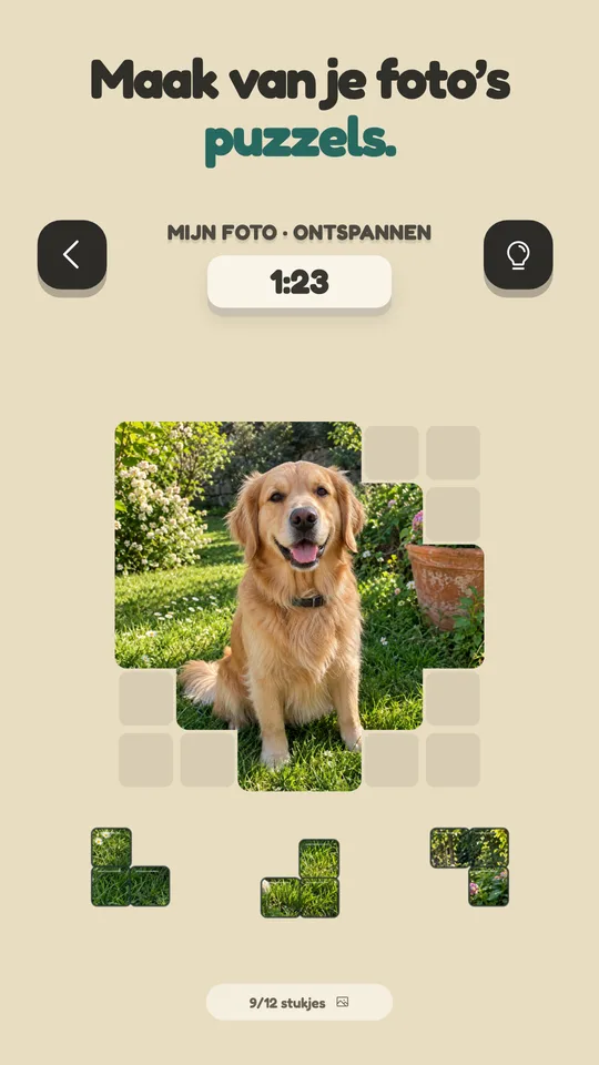 Fotopuzzel: Beeldblokken: Maak puzzels van je eigen foto's. Leg blokken en onthul de afbeelding. — Screenshot vergroten 1