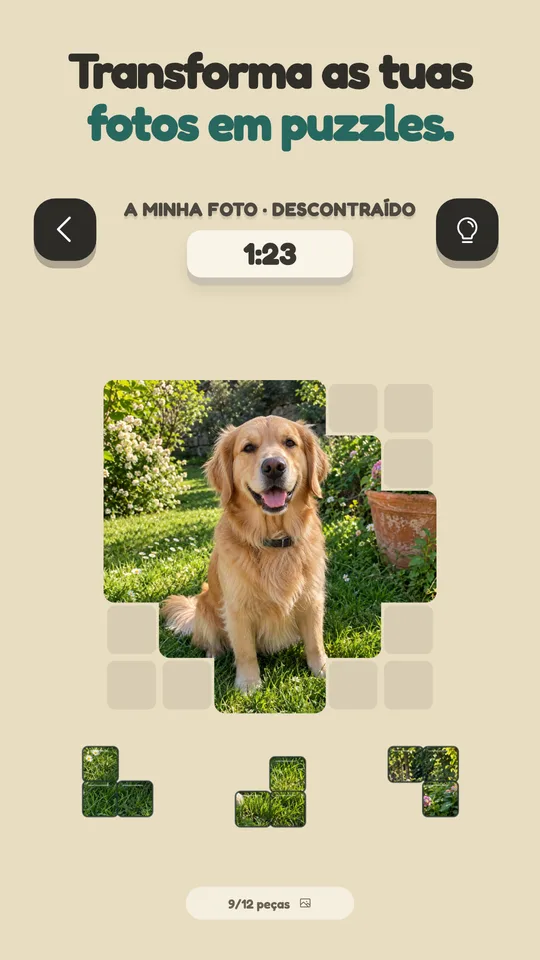 Puzzle de Fotos: Peças: Cria puzzles com as tuas fotos. Encaixa blocos e revela imagens. — Ampliar imagem 1